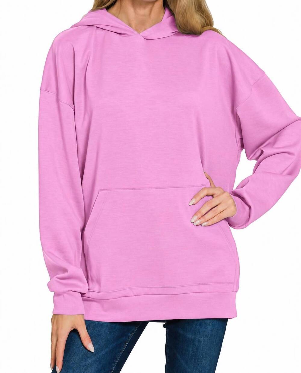 NEW ZENANA oversized scuba hoodie in pink